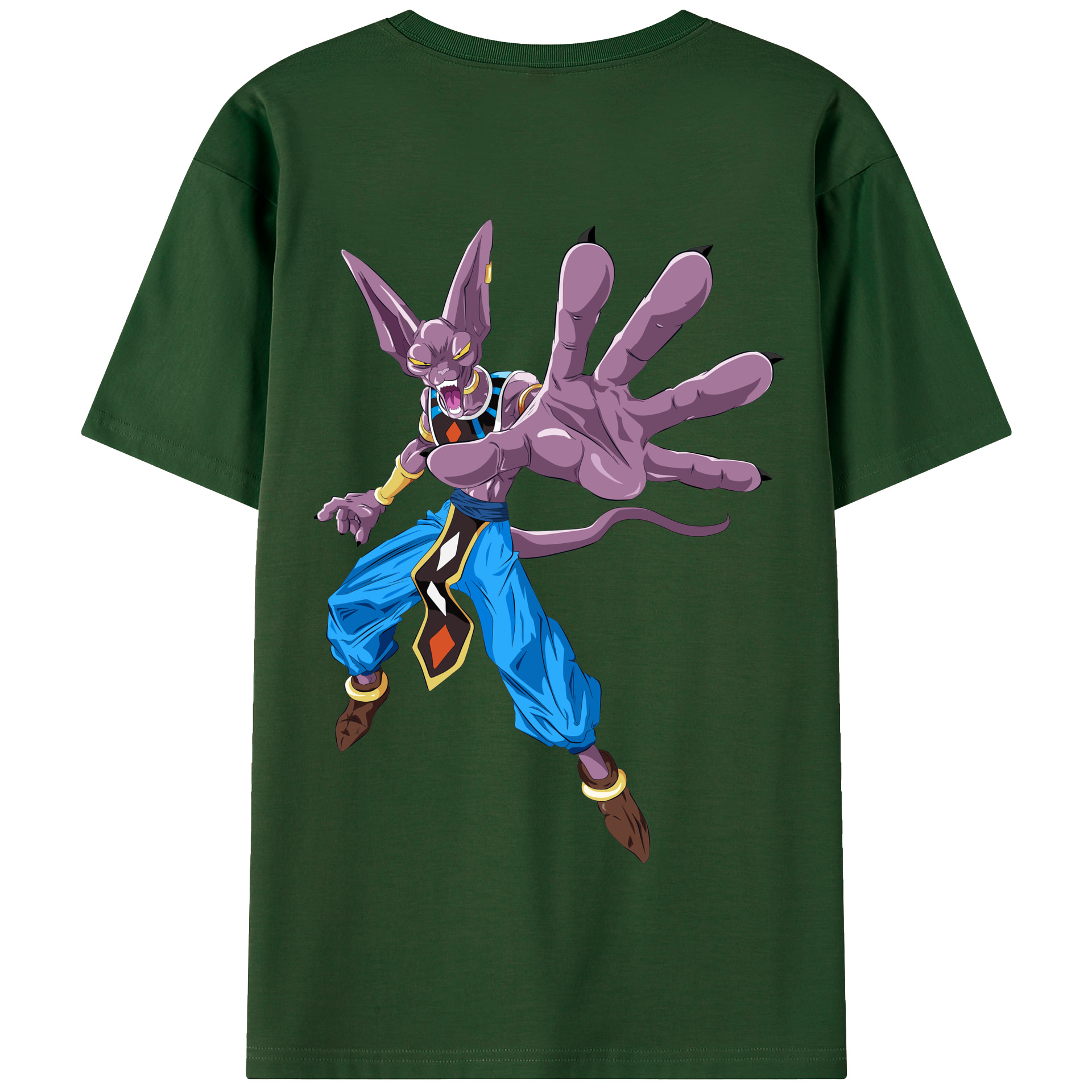 （画像用） ドラゴンボール ビルス 破壊神ビルス DRAGON BALL Beerus Birusu 綿100％半袖Tシャツ（背面プリント）